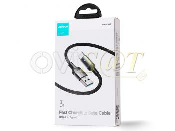 Cable de datos de alta calidad negro JOYROOM S-UC027A10 de carga rápida 3A con conector USB A a USB tipo C de 1,2m longitud, en blister